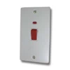 Double Plate - 1 Gang - Used for shower and cooker circuits. Switches both live and neutral poles : White Trim