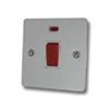 Single Plate - 1 Gang - Used for shower and cooker circuits. Switches both live and neutral poles : White Trim