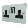 2 Gang - Double 13 Amp Switched Plug Socket : Black Trim