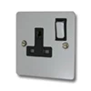 1 Gang - Single 13 Amp Switched Plug Socket : Black Trim