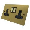 2 Gang - Double 13 Amp Switched Plug Socket : Black Trim