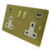 2 Gang - Double 13 Amp Plug Socket with 2 USB A Charging Ports - White Trim