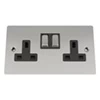 2 Gang - Double 13 Amp Switched Plug Socket : Black Trim