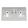 2 Gang - Double 13 Amp Switched Plug Socket : White Trim