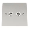 2 Gang - Standard aerial point with 2 outlets : White Trim