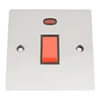 Single Plate - 1 Gang - Used for shower and cooker circuits. Switches both live and neutral poles : Black Trim