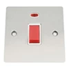 Single Plate - 1 Gang - Used for shower and cooker circuits. Switches both live and neutral poles : White Trim