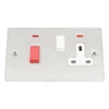 Double Plate - Used for cooker circuit. Switches both live and neutral poles also has a single 13 AmpMP socket with switch : White Trim