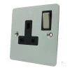 1 Gang - Single 13 Amp Switched Plug Socket : Black Trim