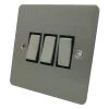 3 Gang 2 Way Light Switch : Black Trim