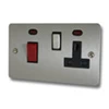 Double Plate - Used for cooker circuit. Switches both live and neutral poles also has a single 13 AmpMP socket with switch : Black Trim