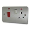 Double Plate - Used for cooker circuit. Switches both live and neutral poles also has a single 13 AmpMP socket with switch : White Trim