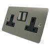 2 Gang - Double 13 Amp Switched Plug Socket : Black Trim