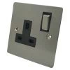 1 Gang - Single 13 Amp Switched Plug Socket : Black Trim