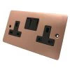 2 Gang - Double 13 Amp Switched Plug Socket : Black Trim