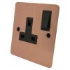 1 Gang - Single 13 Amp Switched Plug Socket : Black Trim