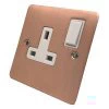 1 Gang - Single 13 Amp Switched Plug Socket : White Trim