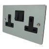 2 Gang - Double 13 Amp Switched Plug Socket : Black Trim