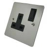 1 Gang - Single 13 Amp Switched Plug Socket : Black Trim