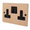 2 Gang - Double 13 Amp Switched Plug Socket : Black Trim