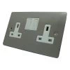 2 Gang - Double 13 Amp Switched Plug Socket : White Trim