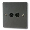 Twin Non Isolated TV | Coaxial Socket : Black Trim