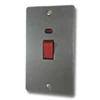 45 Amp Double Pole Switch with Neon - Double Plate : Black Trim