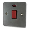 45 Amp Double Pole Switch with Neon - Single Plate : Black Trim