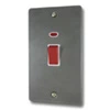 45 Amp Double Pole Switch with Neon - Double Plate : White Trim