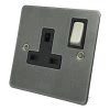 1 Gang - Single 13 Amp Switched Plug Socket : Black Trim