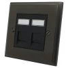 2 Gang RJ45 CAT 6 Socket : Black Trim