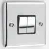 2 Gang 2 Way Light Switch : Black Trim