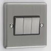 3 Gang 2 Way Light Switch : Black Trim