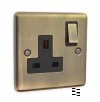 1 Gang - Single 13 Amp Switched Plug Socket : Black Trim