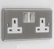 2 Gang - Double 13 Amp Switched Plug Socket : White Trim