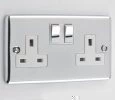 2 Gang - Double 13 Amp Switched Plug Socket : White Trim