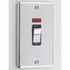 Double Plate - 1 Gang - Used for shower and cooker circuits. Switches both live and neutral poles : Black Trim