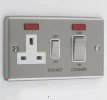 Double Plate - Used for cooker circuit. Switches both live and neutral poles also has a single 13 AmpMP socket with switch : White Trim