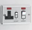 Double Plate - Used for cooker circuit. Switches both live and neutral poles also has a single 13 AmpMP socket with switch : Black Trim